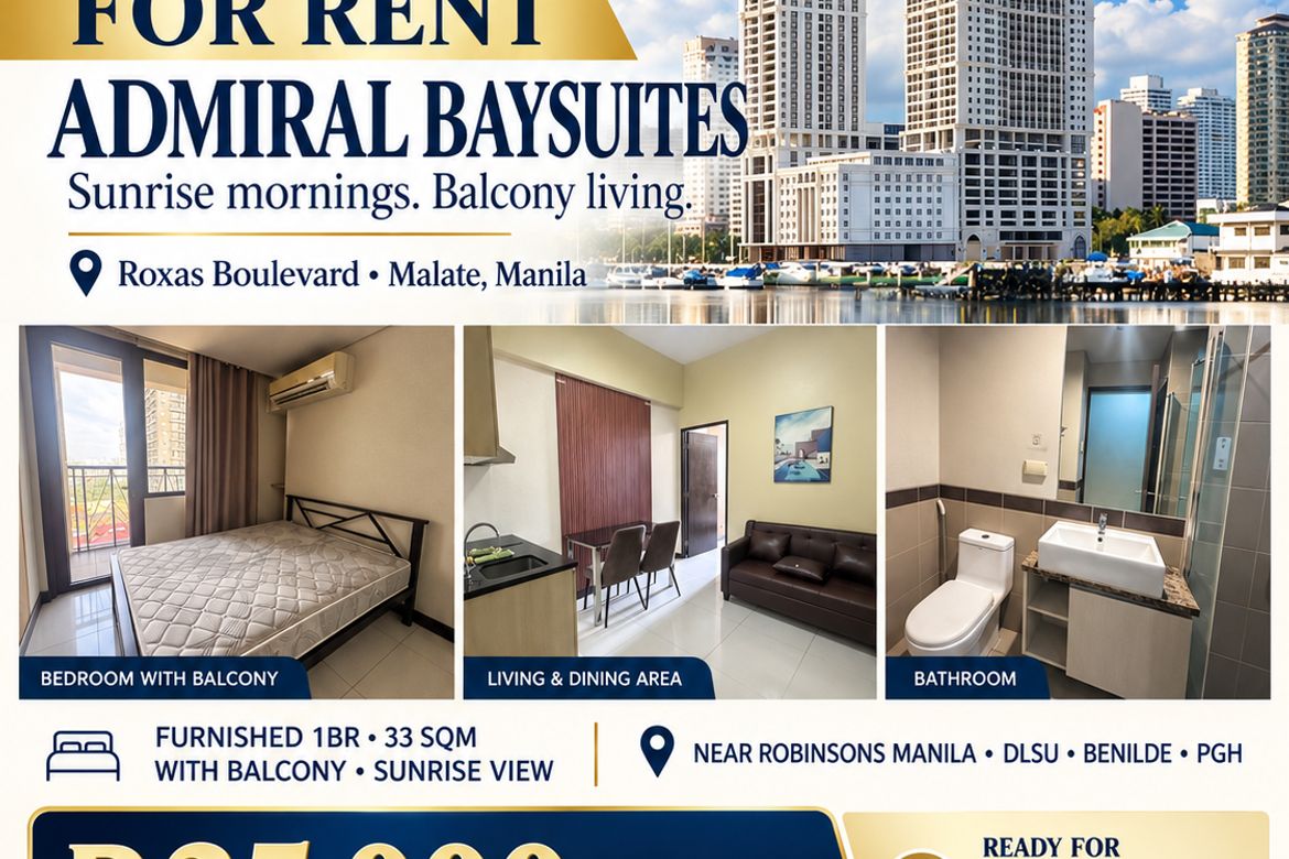 1 Bedroom Apartment for Rent in Admiral Baysuites, Malate, Manila, Metro Manila near LRT-1 Vito Cruz