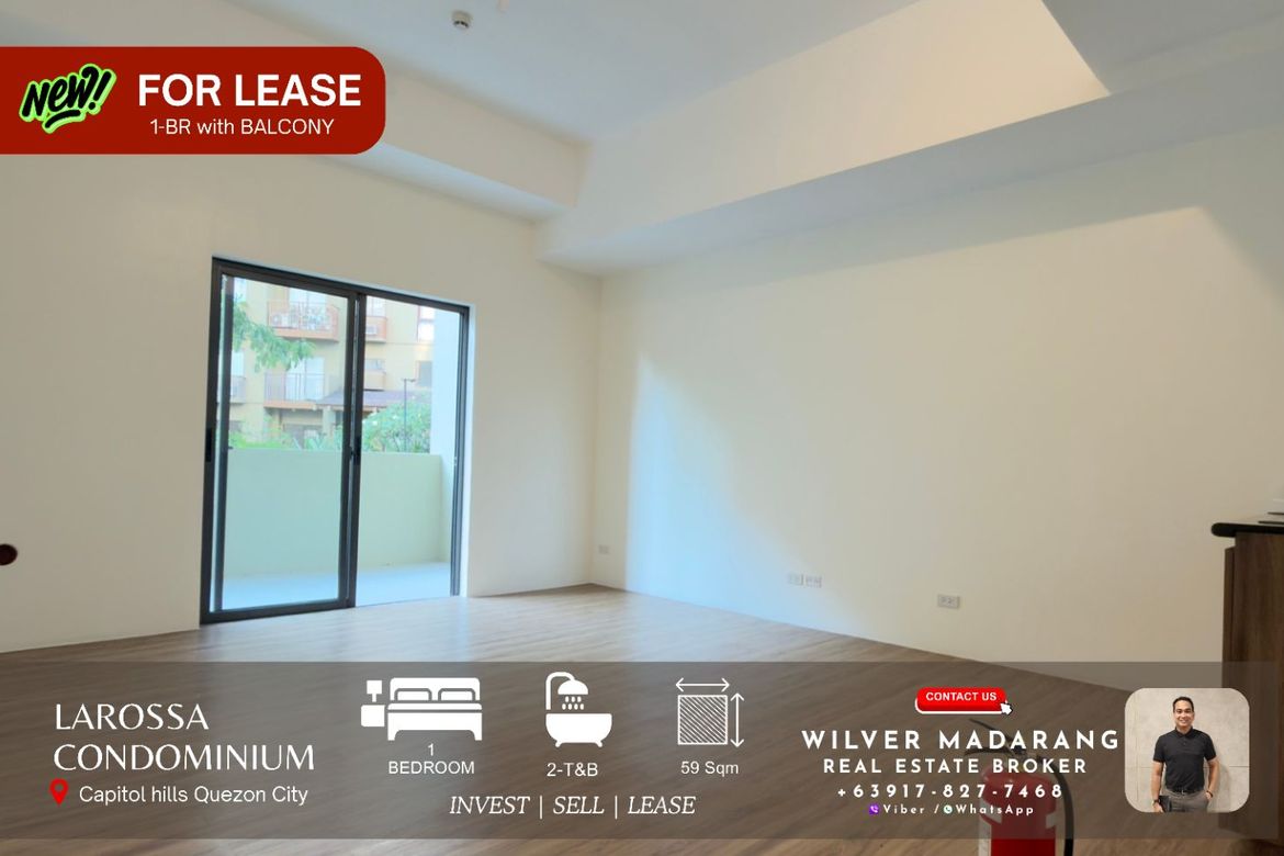 1 Bedroom Condo for Rent in Larossa In Capitol Hills, Matandang Balara, Quezon City, Metro Manila