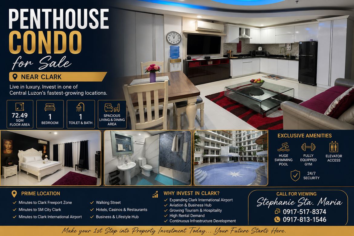 1 Bedroom Condo for Sale in Malabanias, Angeles, Pampanga