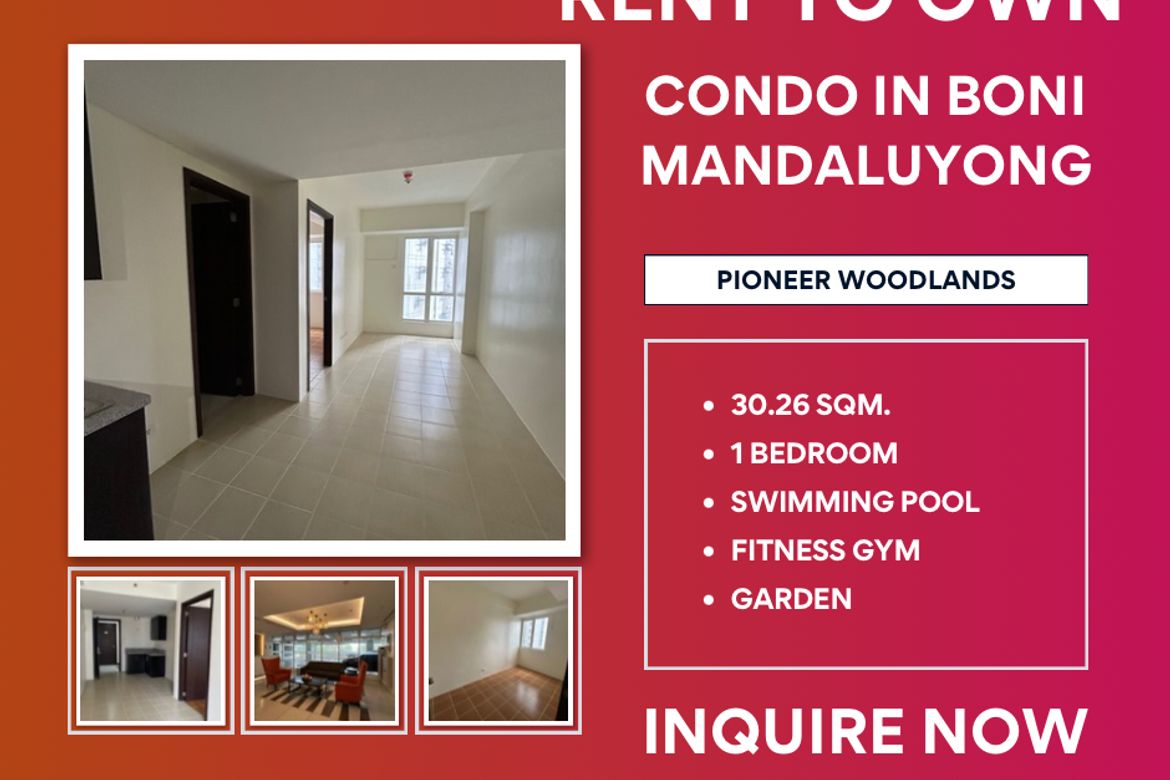 1 Bedroom Condo for Sale in Pioneer Woodlands, Barangka Ilaya, Mandaluyong, Metro Manila near MRT-3 Boni