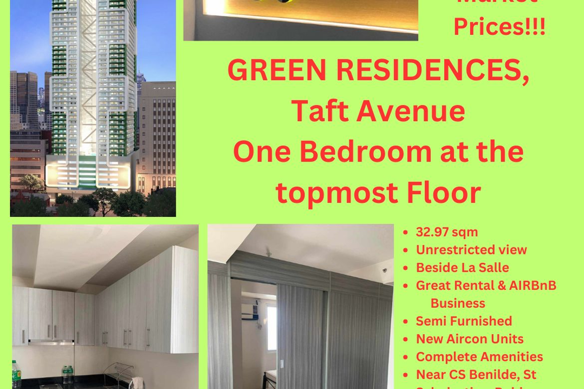 1 Bedroom Shophouse for Sale in Green Residences, Malate, Manila, Metro Manila near LRT-1 Vito Cruz