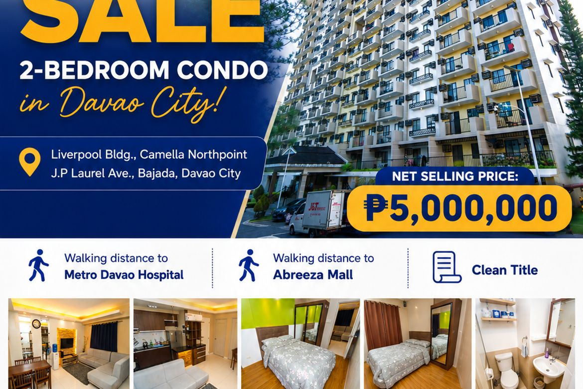 2 Bedroom Condo for Sale in Barangay 19-B, Davao City, Davao del Sur