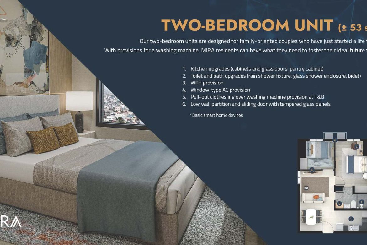 2 Bedroom Condo for Sale in MIRA, San Roque, Quezon City, Metro Manila near LRT-2 Anonas