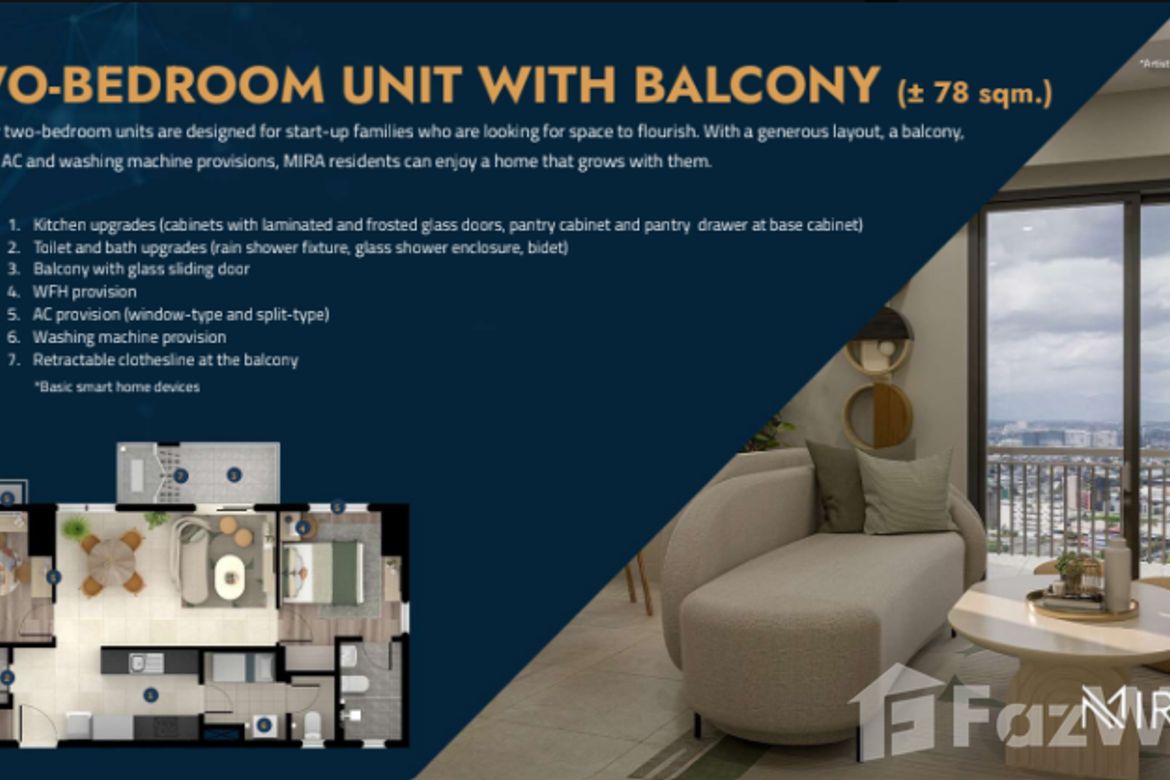 2 Bedroom Condo for Sale in MIRA, San Roque, Quezon City, Metro Manila near LRT-2 Anonas – photo 4