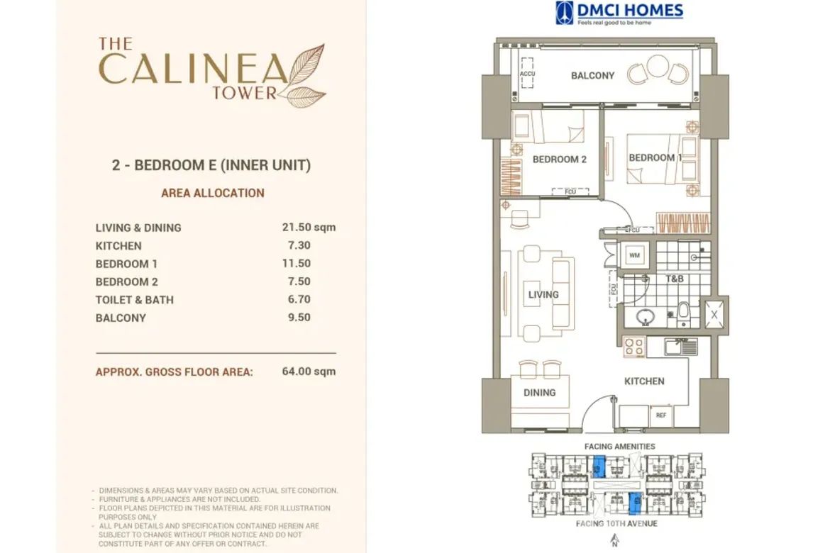 2 Bedroom Condo for Sale in The Calinea Tower, Barangay 91, Caloocan, Metro Manila near LRT-1 Monumento – photo 3
