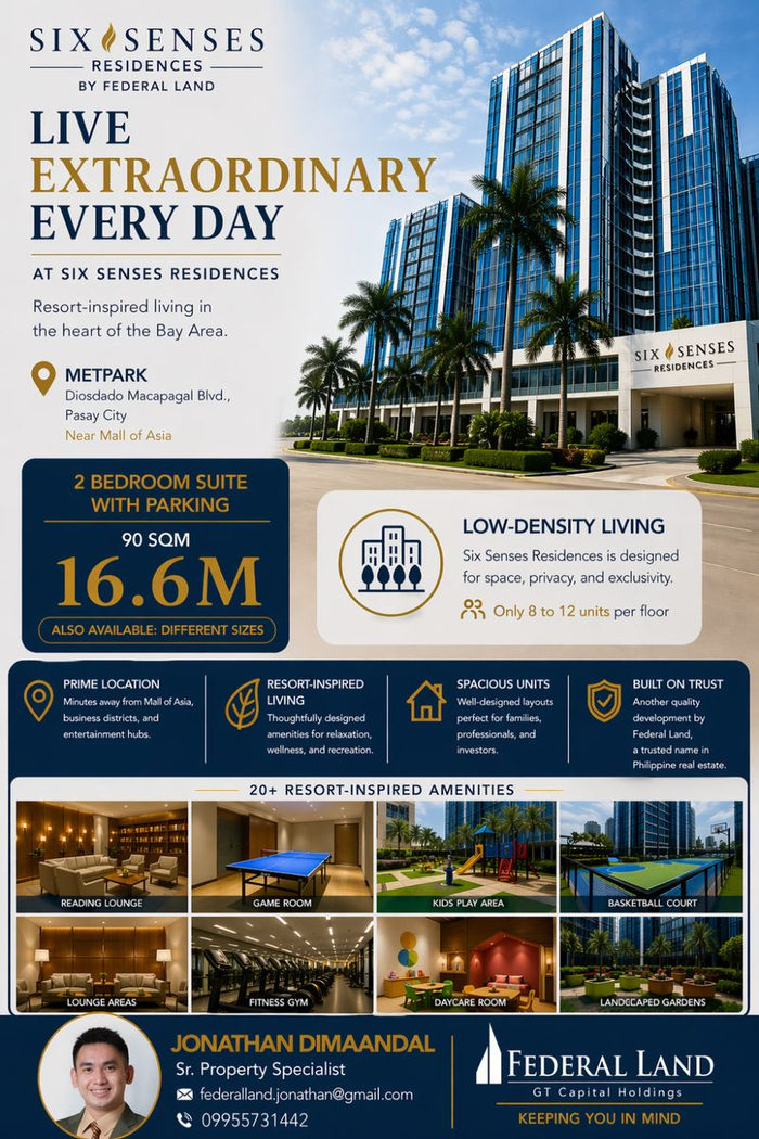2-Bedroom Condo Unit with Parking for Sale at Six Senses Residences, Pasay, Metro Manila – photo 34