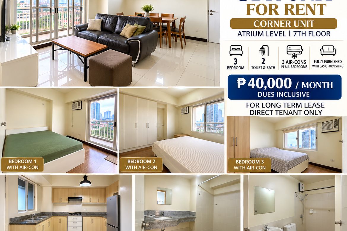 3 Bedroom Condo for Rent in Lumiere Residences, Bagong Ilog, Pasig, Metro Manila photo 8