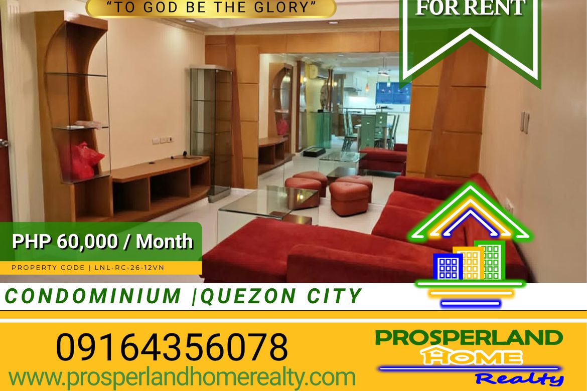 3 Bedroom Condo for Rent in South Triangle, Quezon City, Metro Manila near MRT-3 Quezon Avenue