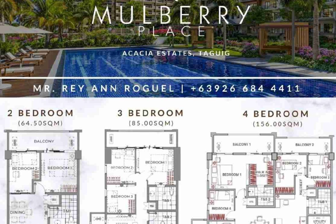 3 Bedroom Condo for Sale in Mulberry Place, Bambang, Taguig, Metro Manila