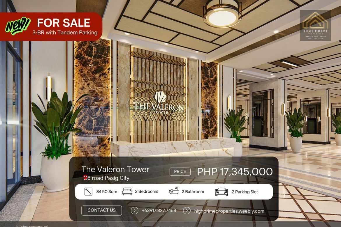 3 Bedroom Condo for Sale in The Valeron Tower, Ugong, Pasig, Metro Manila
