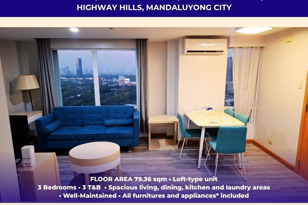 3 Bedroom Condo for Sale in Wack-Wack Greenhills, Mandaluyong, Metro Manila near MRT-3 Shaw Boulevard