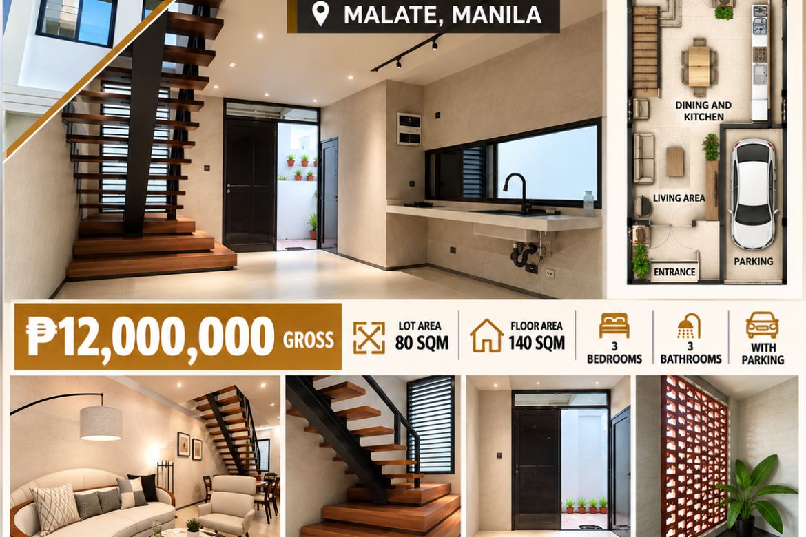 3 Bedroom House for Sale in Malate, Manila, Metro Manila near LRT-1 Vito Cruz