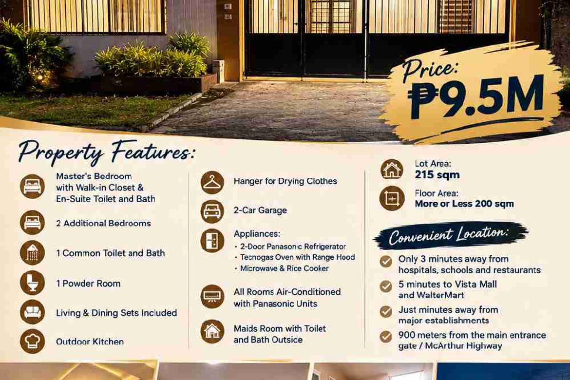 3 Bedroom House for Sale in Santo Rosario, San Fernando, Pampanga