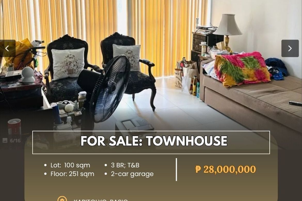 3 Bedroom Townhouse for Sale in Kapitolyo, Pasig, Metro Manila