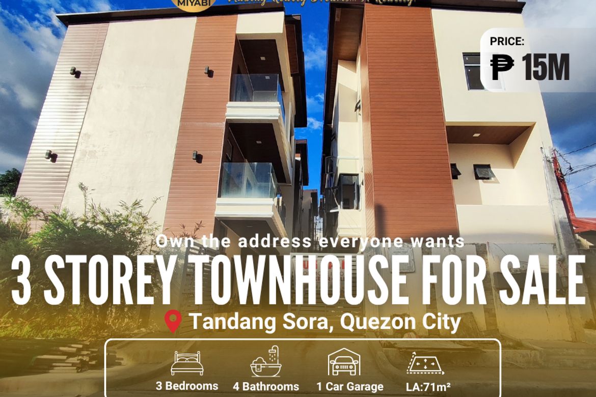 3 Bedroom Townhouse for Sale in Tandang Sora, Quezon City, Metro Manila