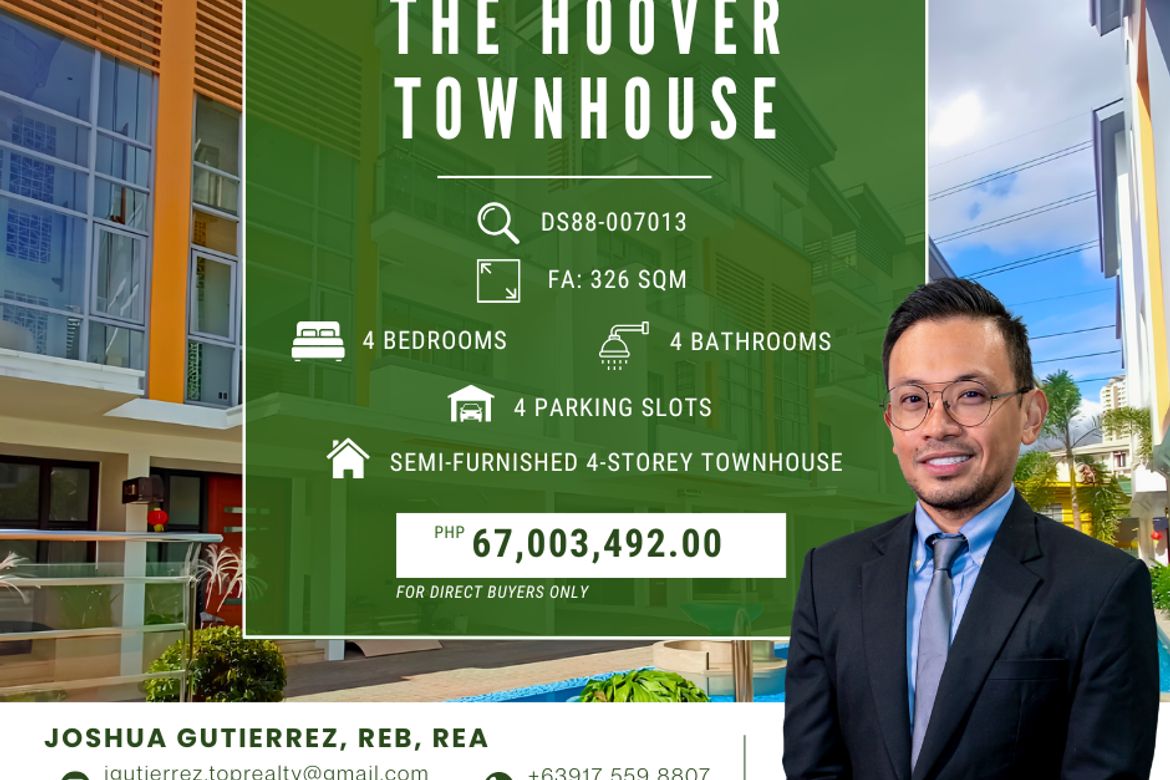4 Bedroom Townhouse for Sale in The Hoover Townhouse, Addition Hills, San Juan, Metro Manila
