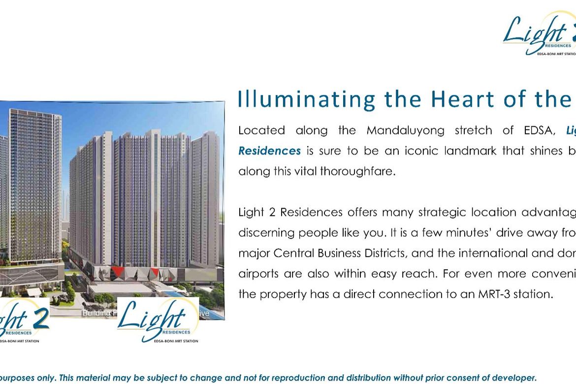 Condo for Sale in Light 2 Residences, Barangka Ilaya, Mandaluyong, Metro Manila near MRT-3 Boni – photo 3