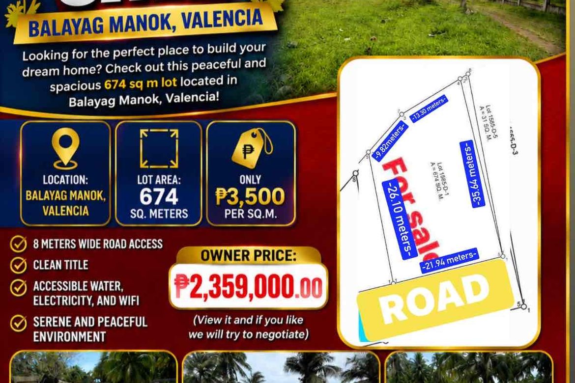Land for Sale in Balayagmanok, Valencia, Negros Oriental