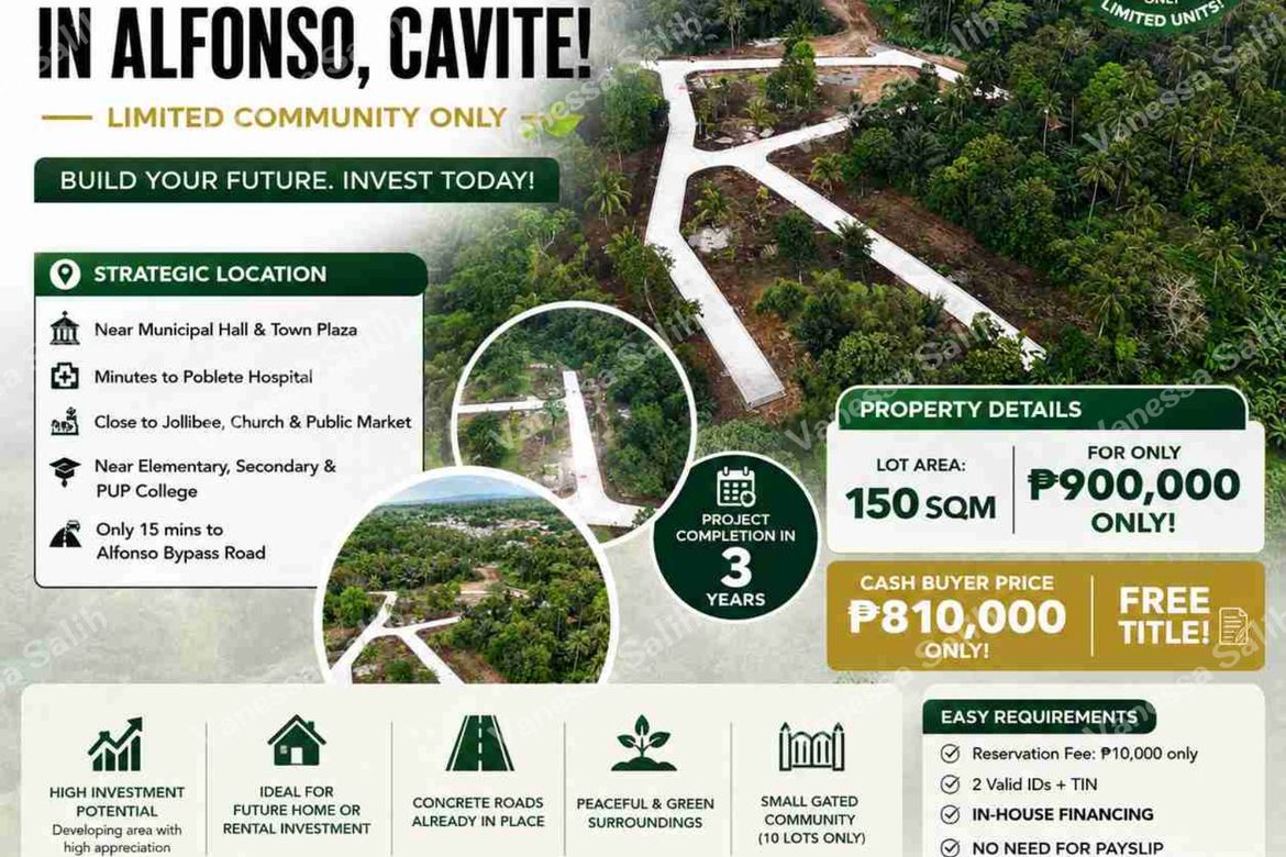 Land for Sale in Barangay V, Alfonso, Cavite