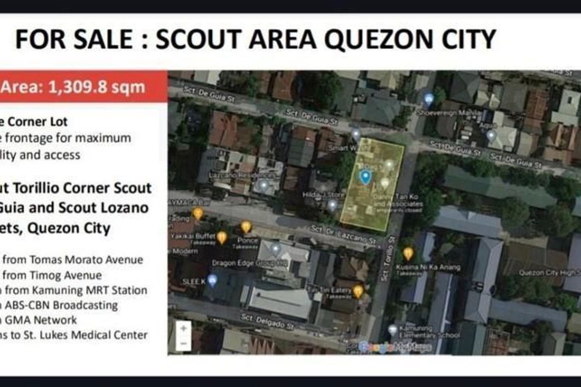 Land for Sale in Sacred Heart, Quezon City, Metro Manila near MRT-3 Kamuning