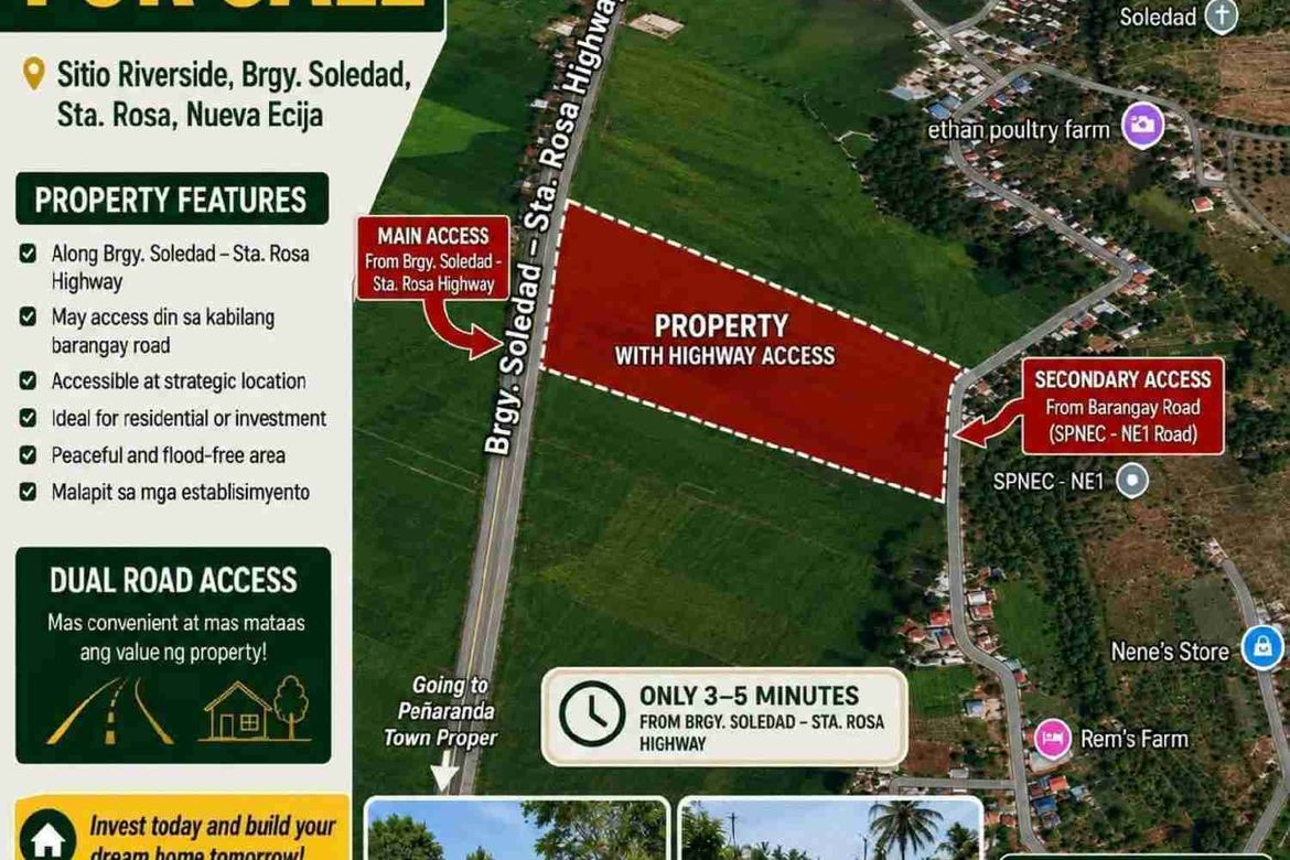 Land for Sale in Soledad, Santa Rosa, Nueva Ecija