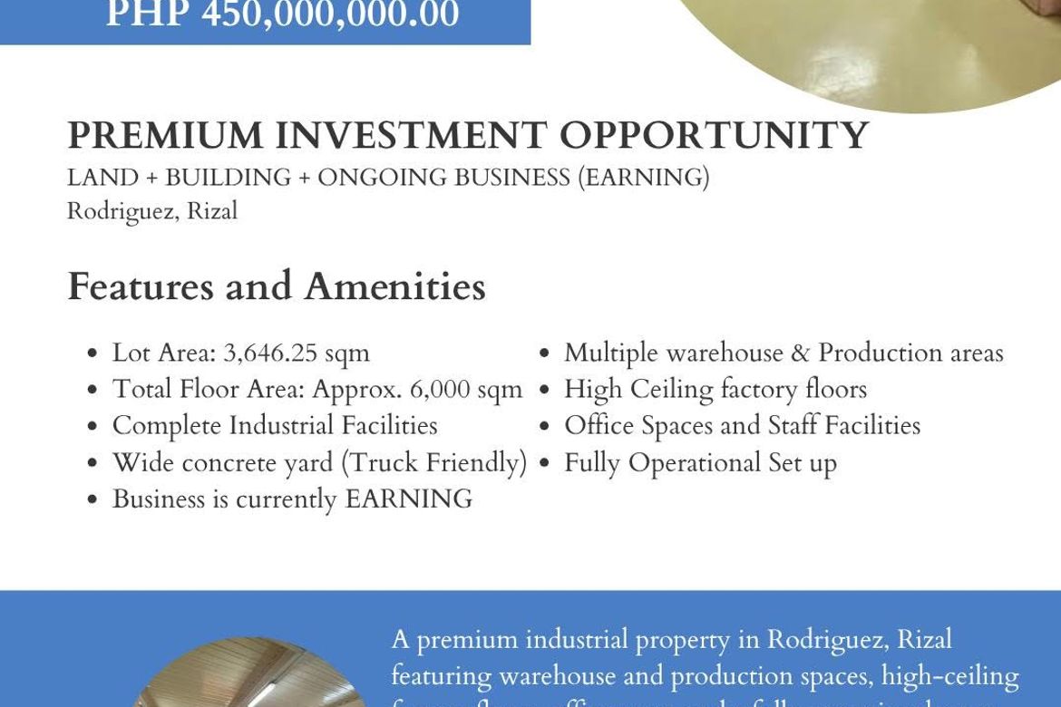 Warehouse / Factory for Sale in Balite, Rodriguez, Rizal